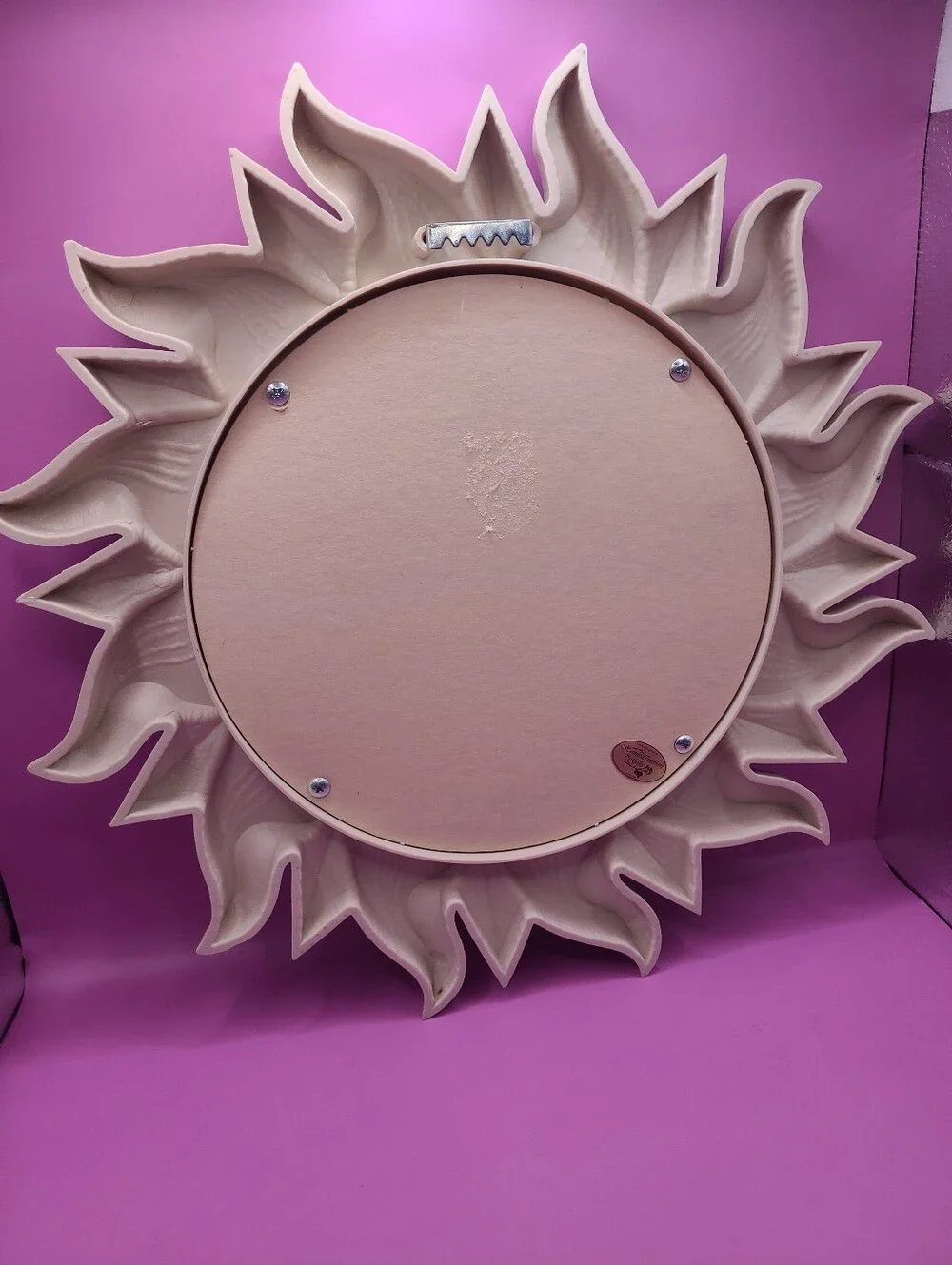 Vtg 1990s Home Interiors Celestial Sun Mirror Beige Teal Plastic Boho Whimsigoth